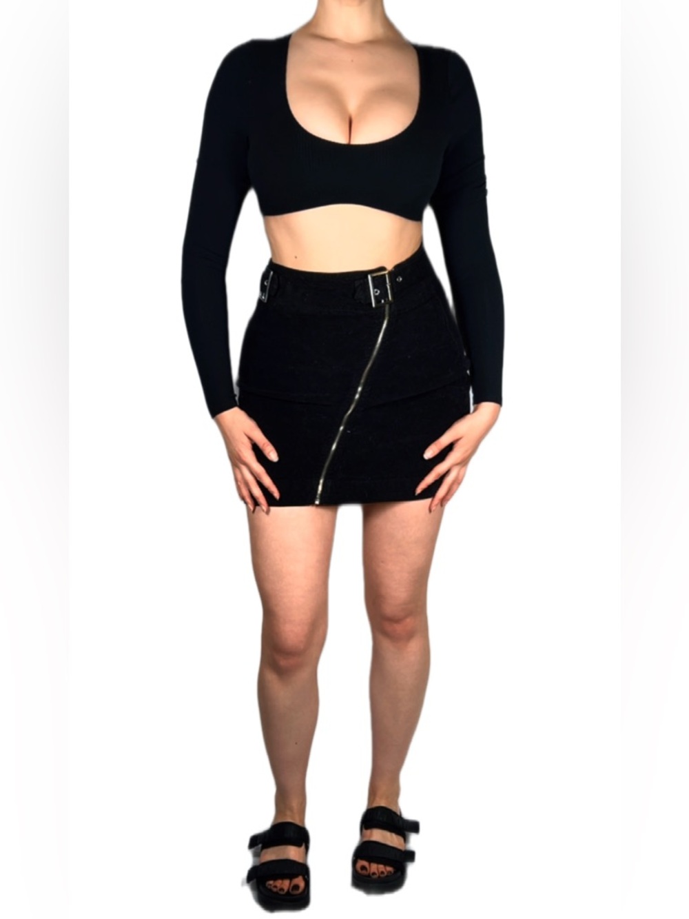 ALO Yoga rib knit crop top with long sleeves
